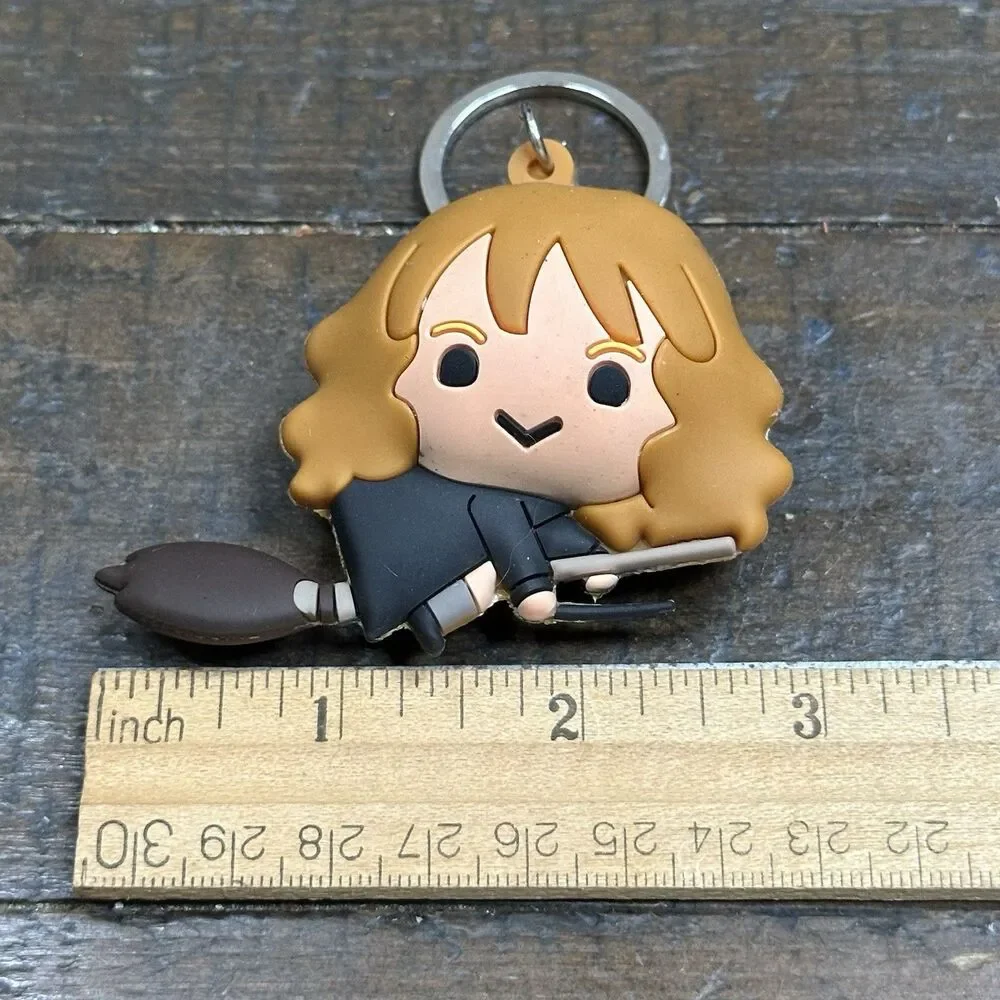Harry Potter Keychains Lot of 3 – Chibi Ron & Hermione Flying Broom Figures